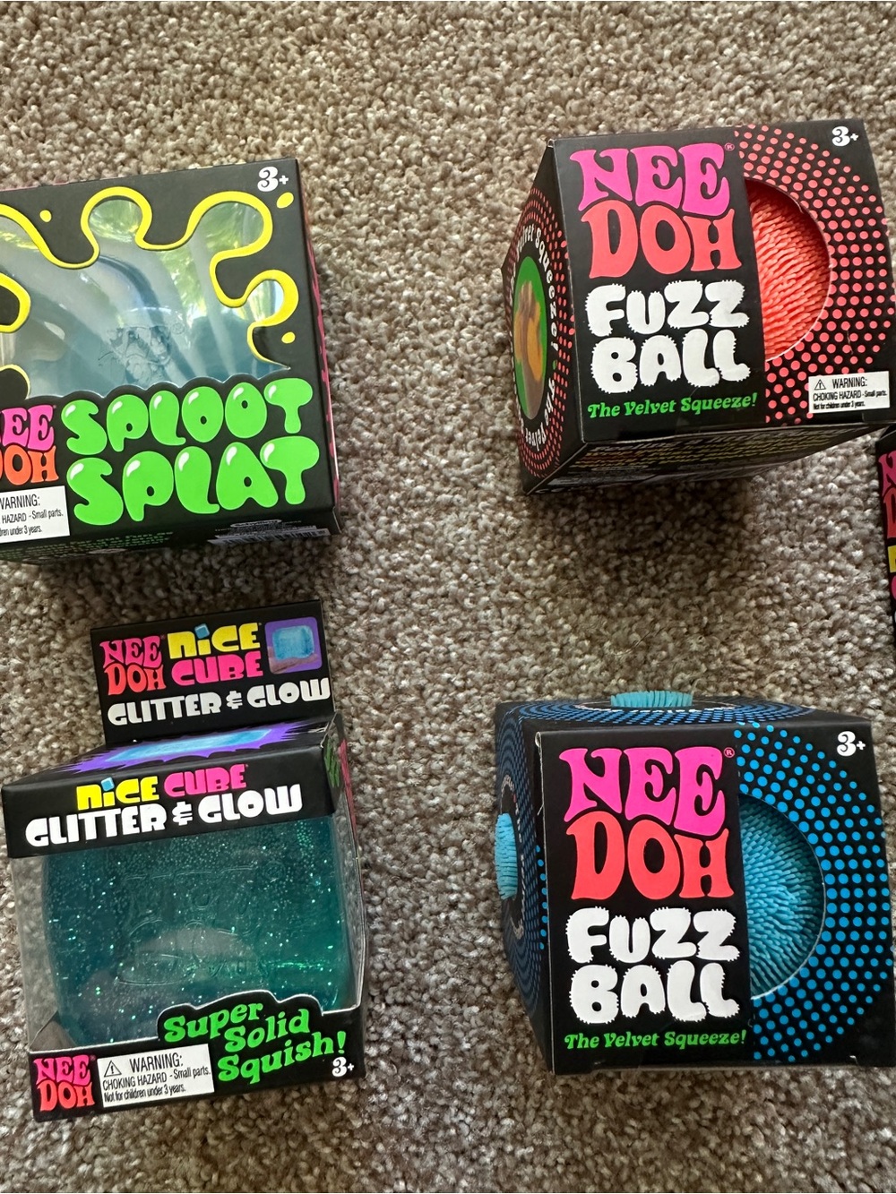 NeeDoh Fuzz Ball, Needoh Sploot splat, and Needoh glitter and glow bundle - Picture 2 of 2